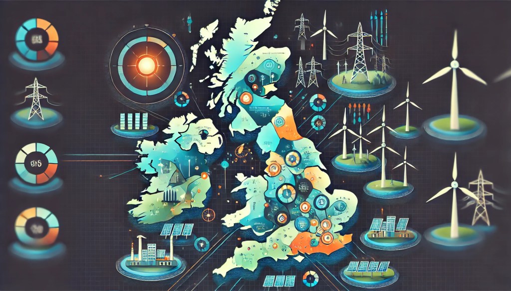 A graphic of the UK showing it split up into regions